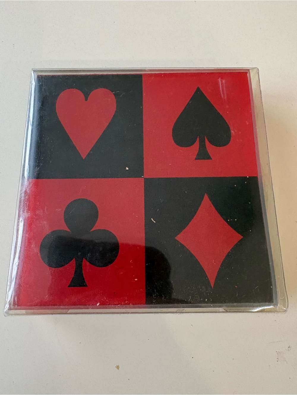 Classic Red and Black Card Suit Coasters - New